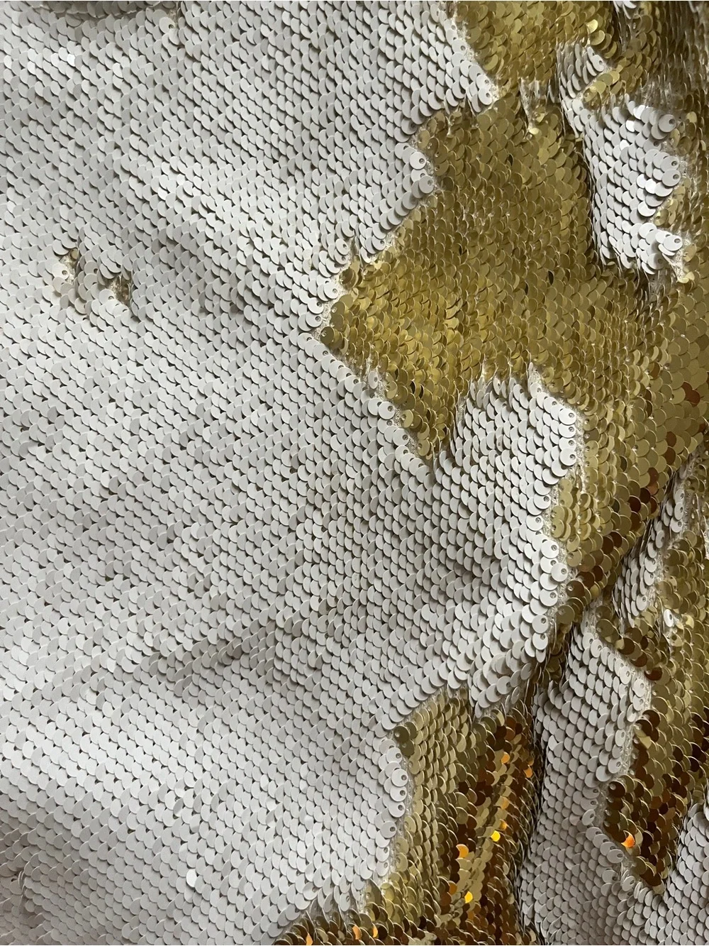 Free People White Sequin Slip Dress with Gold Accents